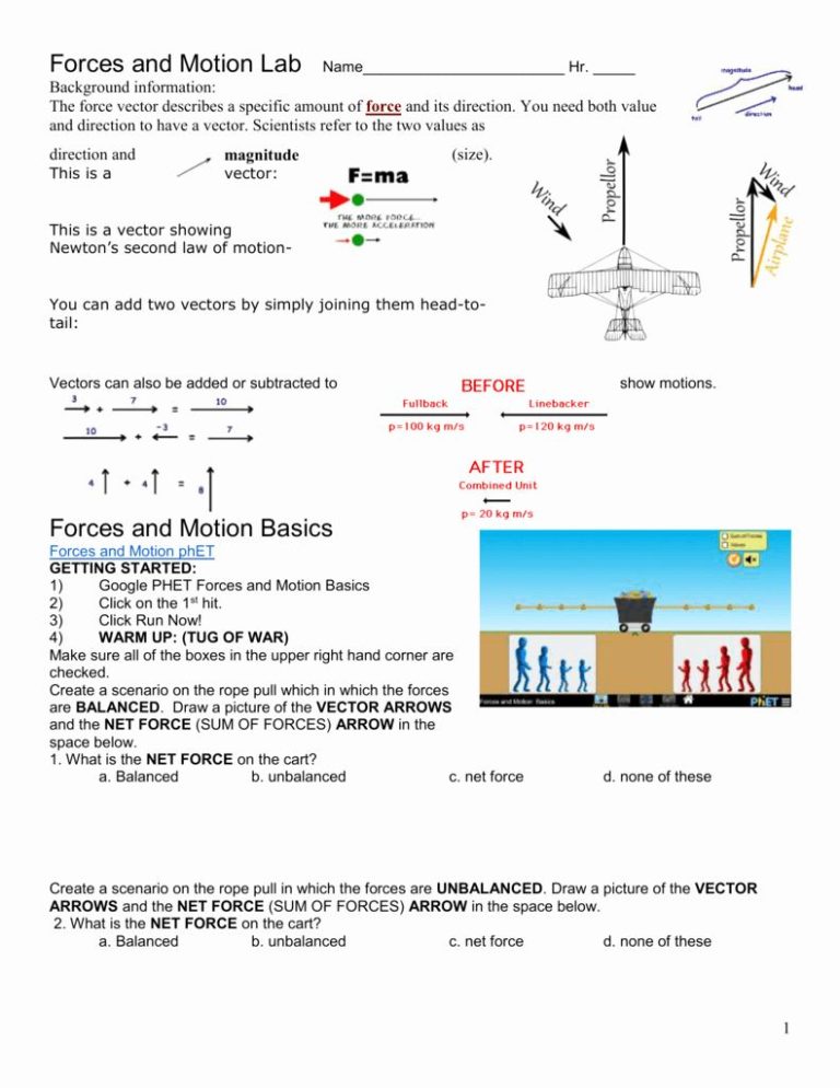 Phet Forces And Motion Worksheet Answers