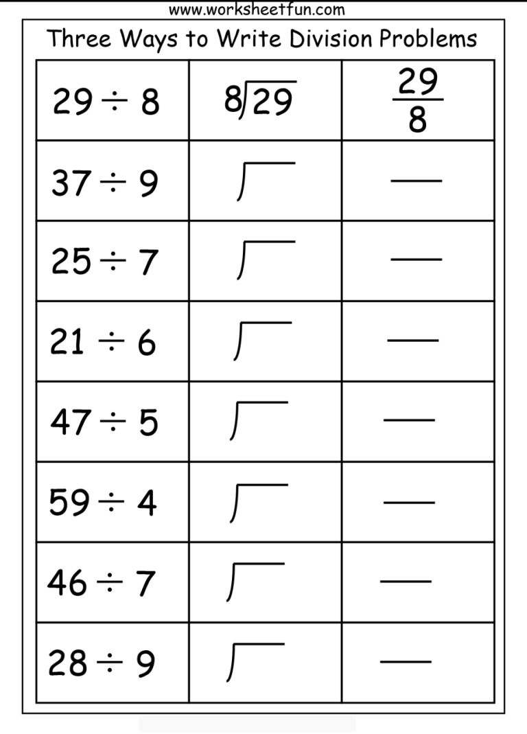 Problem Sums Of Division For Class 4