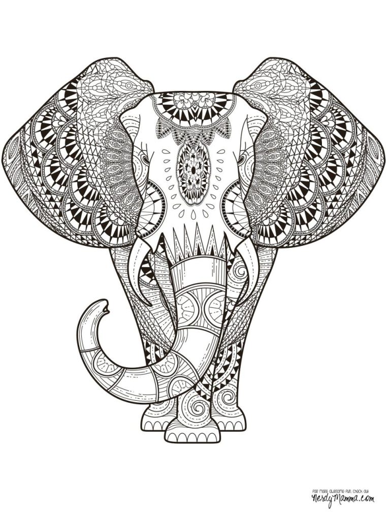 Printable Mandala Elephant Coloring Pages
