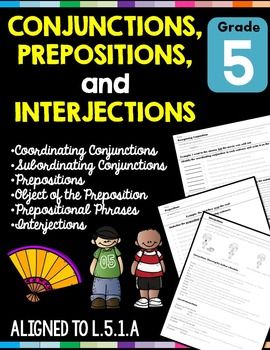 Prepositions Conjunctions And Interjections Worksheets With Answers