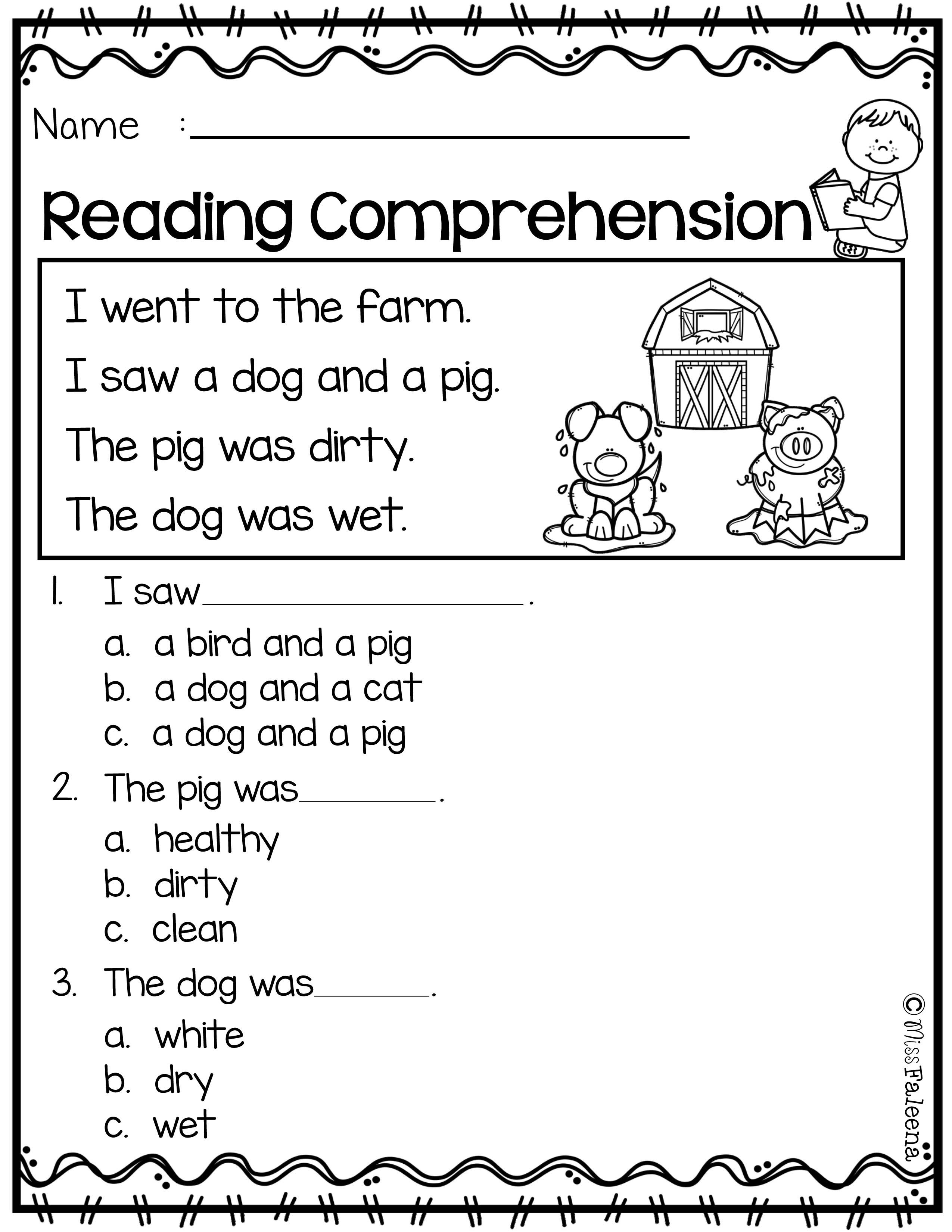 Free Reading Comprehension is suitable for Kindergarten students… 1st