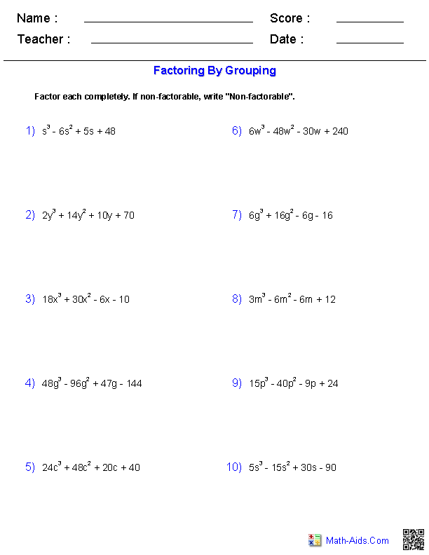 Factoring Polynomials Worksheet Pdf With Answers