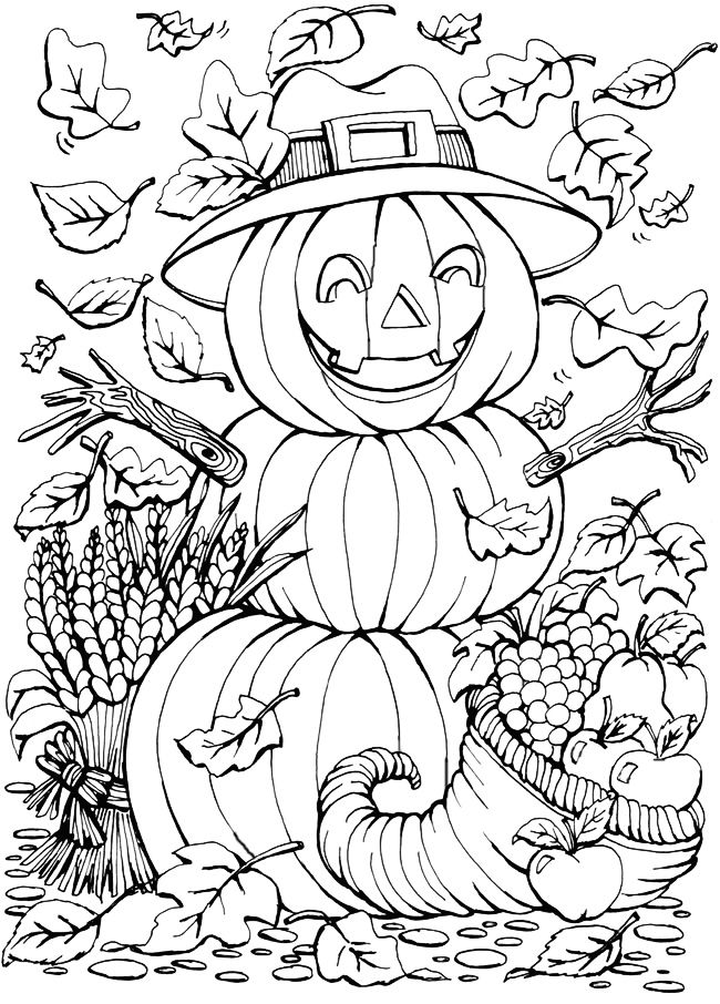 Pumpkin Thanksgiving Coloring Pages For Adults