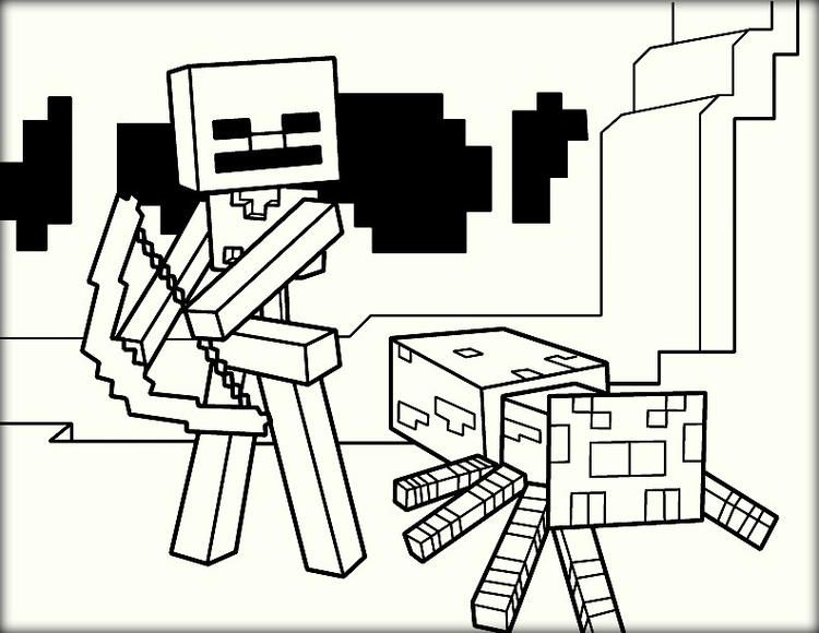 Spider Minecraft Zombie Coloring Pages