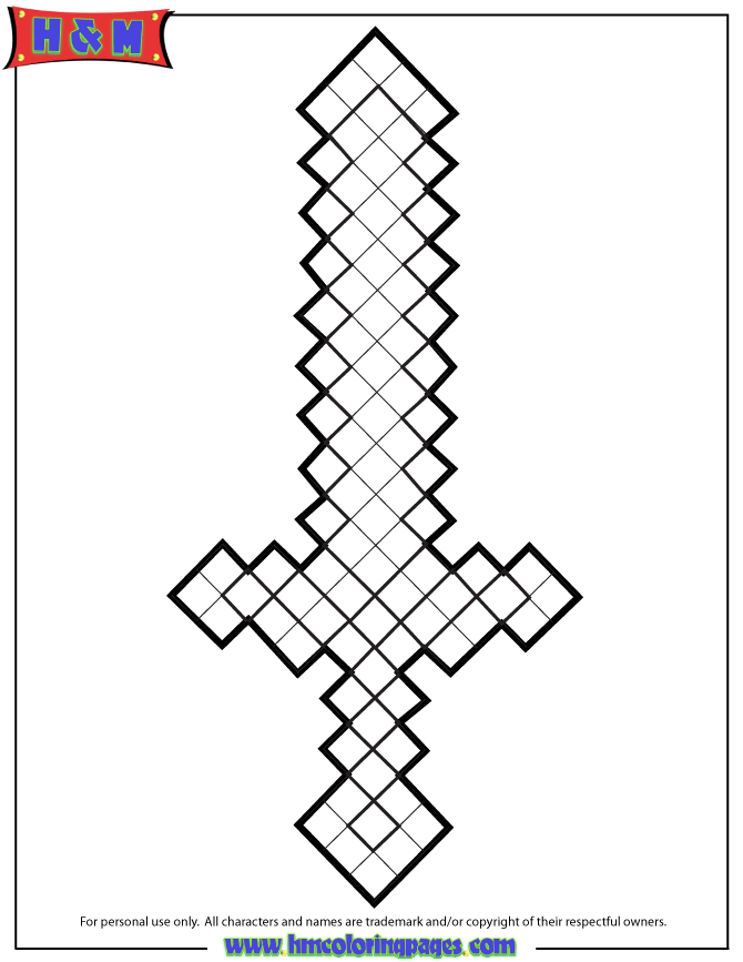 Full Page Minecraft Sword Minecraft Coloring Pages