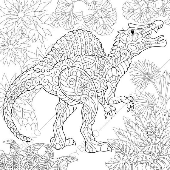 Detailed Dinosaur Coloring Pages For Adults