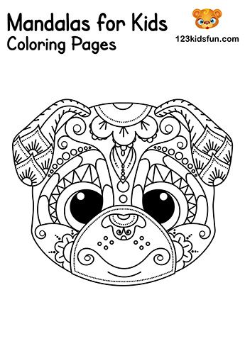 Easy Dog Mandala Coloring Pages