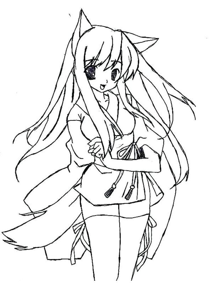 Cat Coloring Pages For Girls Anime