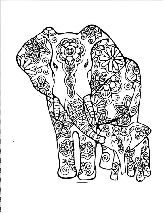 Cute Elephant Mandala Coloring Pages