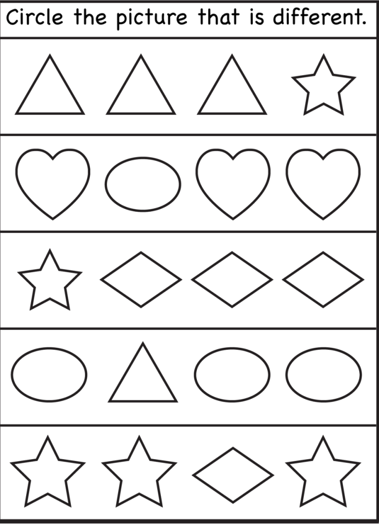 Printable Same And Different Worksheets For Kindergarten