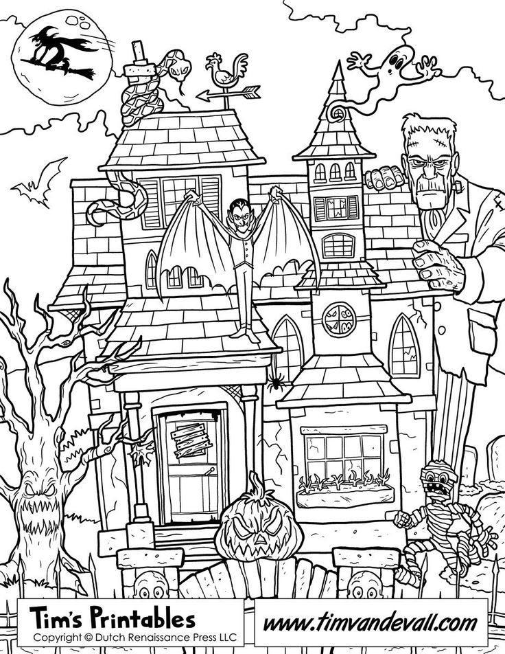 Printable Coloring Pages Halloween Haunted House