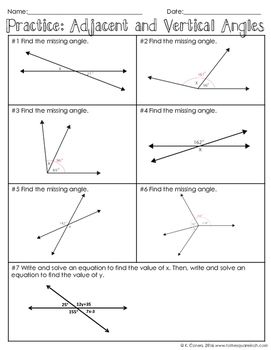 Supplementary Complementary Vertical And Adjacent Angles Worksheet Pdf