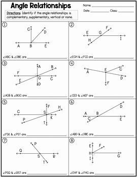 Complementary Supplementary And Vertical Angles Worksheet Answers
