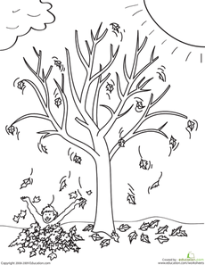 Autumn Tree Coloring Pages Printable