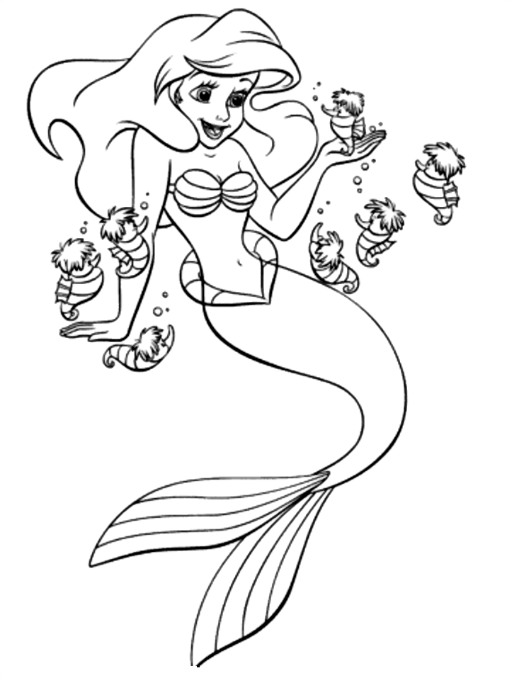 Ariel The Little Mermaid Coloring Pages Free