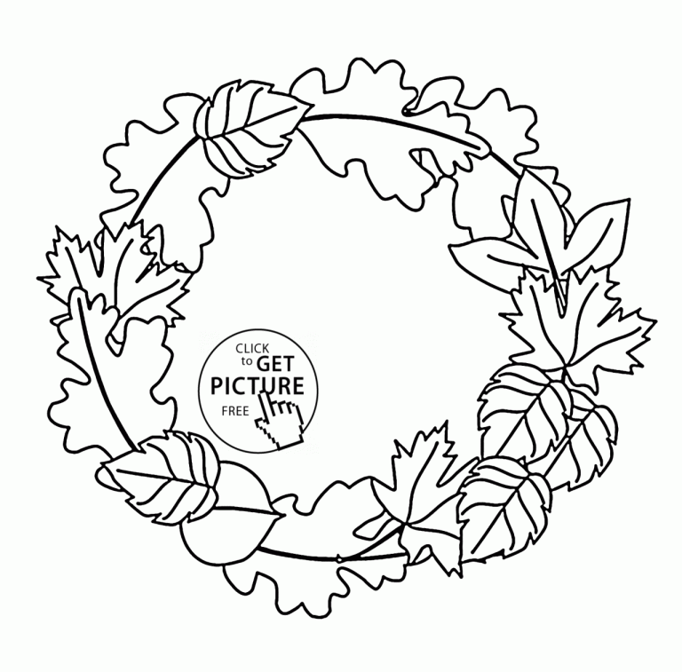 Autumn Wreath Fall Wreath Coloring Page