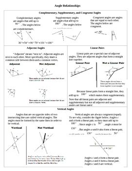Supplementary Complementary Vertical And Adjacent Angles Worksheet Answers