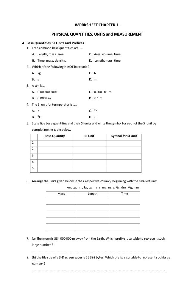 Physics Worksheets With Answers