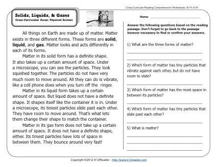 States Of Matter Worksheet 10th Grade