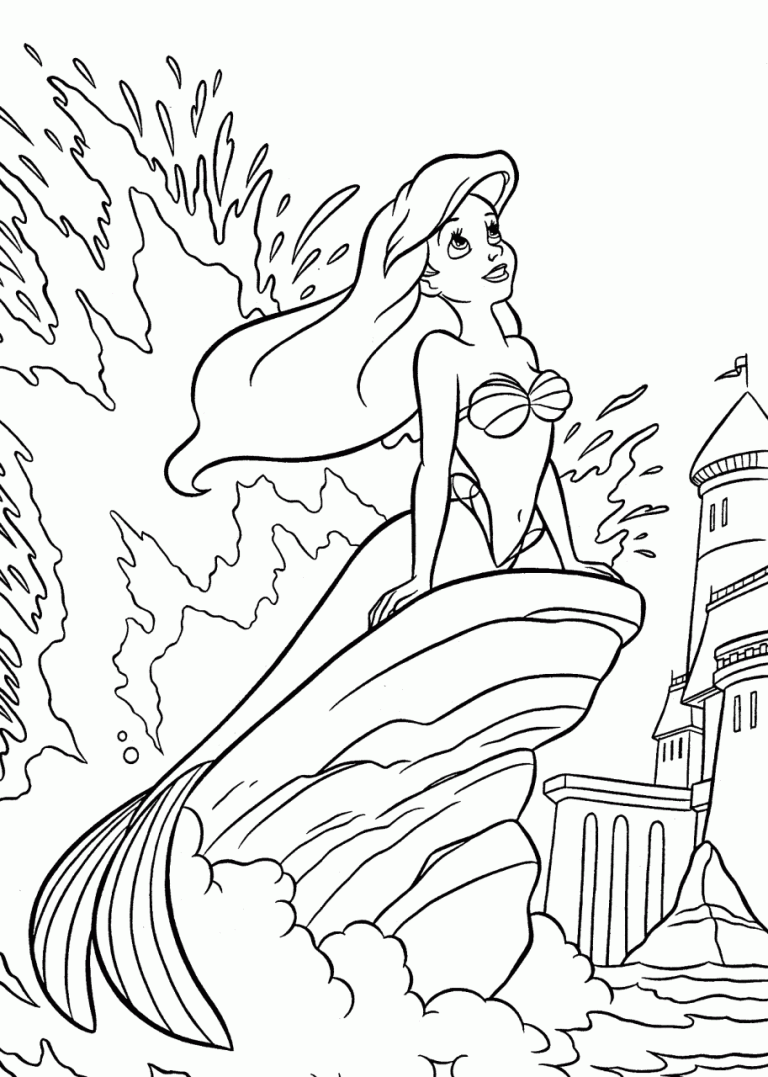 Ariel Easy Little Mermaid Coloring Pages