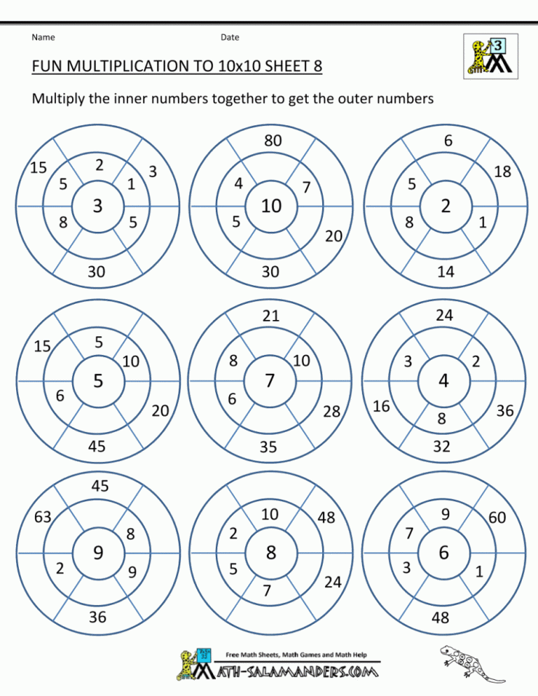 Printable Fun Multiplication Worksheets Grade 4