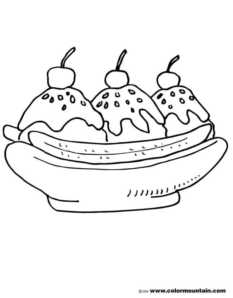 Banana Split Ice Cream Coloring Pages For Adults
