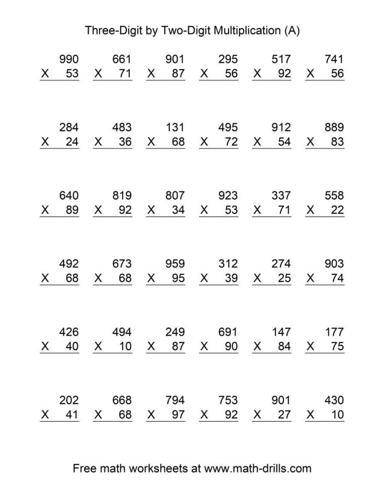 Double Digit By Single Digit Multiplication Worksheets Pdf