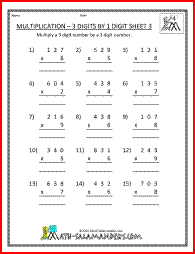 4th Grade Multiplication Worksheets Grade 4 3 Digits