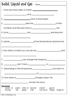 2nd Grade Changes In Matter Worksheets