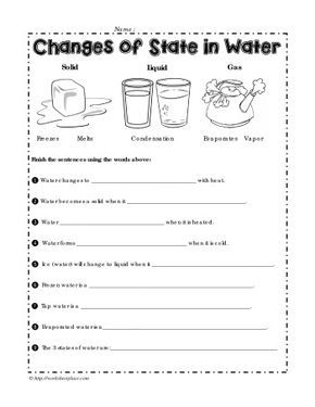 States Of Matter Worksheet Grade 10