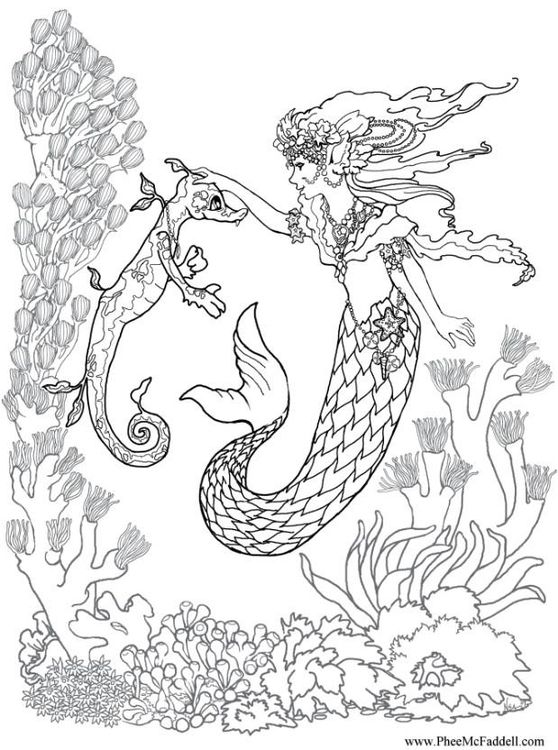 Free Printable Realistic Mermaid Coloring Pages
