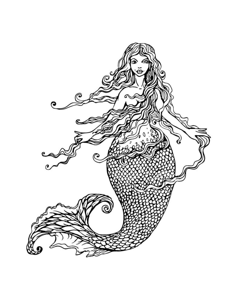 Mermaid Coloring Pages For Adults Printable