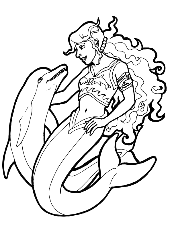 Realistic Hard Mermaid Coloring Pages