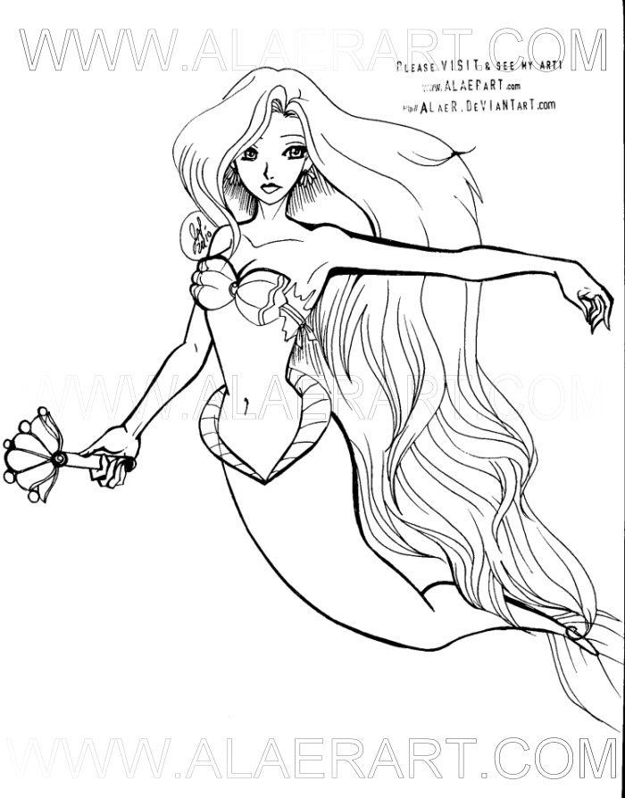 Mermaid Cute Anime Colouring Pages