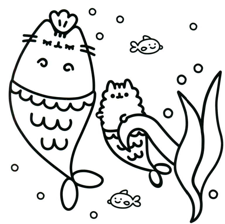 Mermaid Food Pusheen Coloring Pages