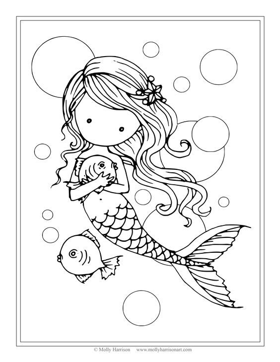 Cute Mermaid Coloring Pages For Kids