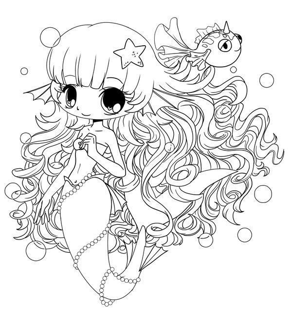 Mermaid Anime Colouring Pages For Adults