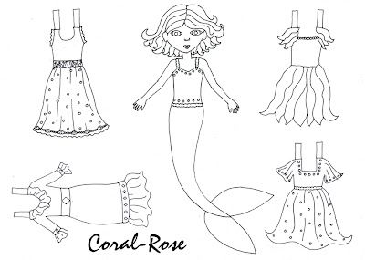 Mermaid Printable Paper Doll Coloring Pages