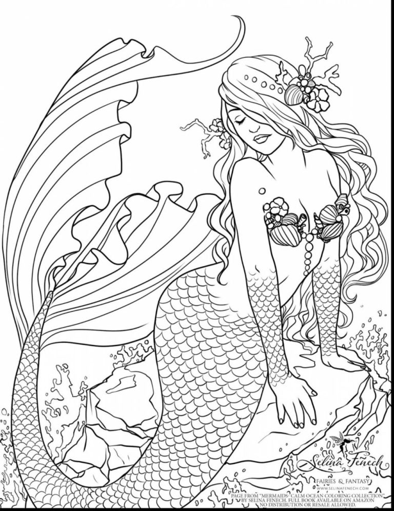 Free Printable Beautiful Mermaid Coloring Pages