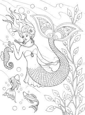 Mermaid Realistic Ocean Coloring Pages