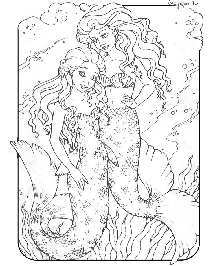 Realistic Mermaid Coloring Pages For Adults