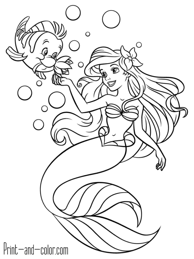 Printable Ariel Mermaid Coloring Pages