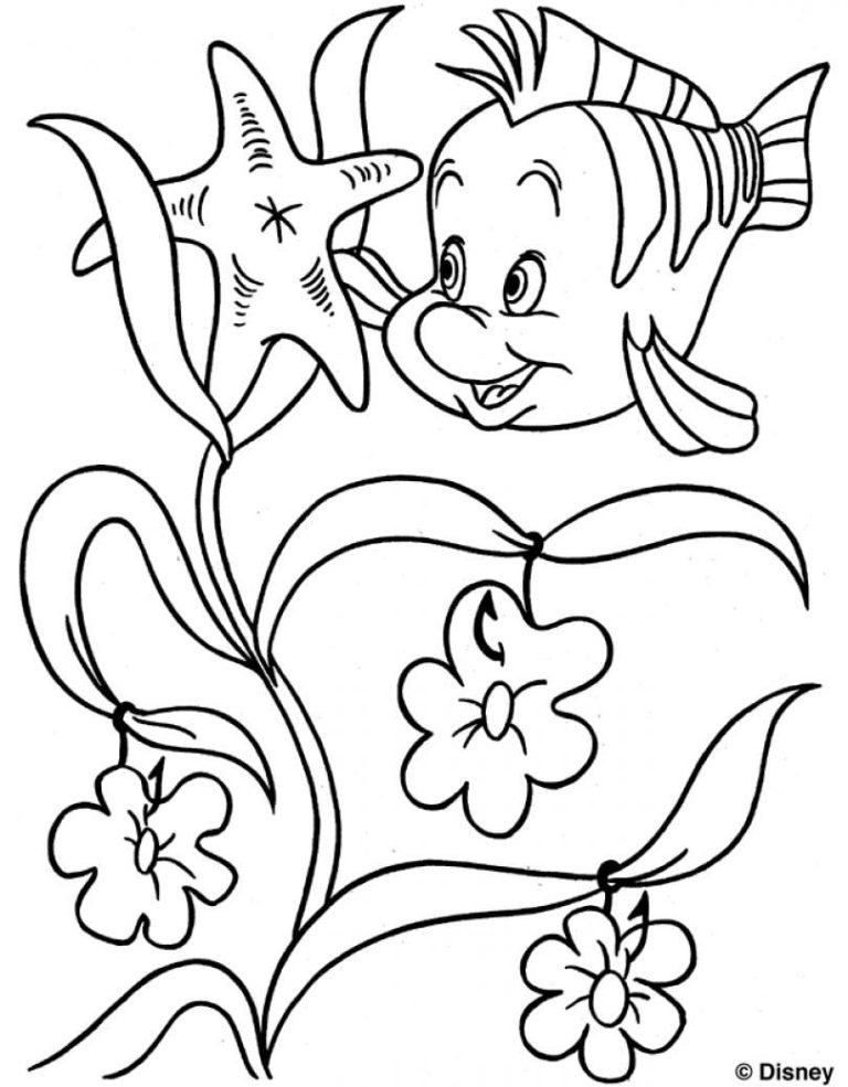 Printable Flounder Little Mermaid Coloring Pages