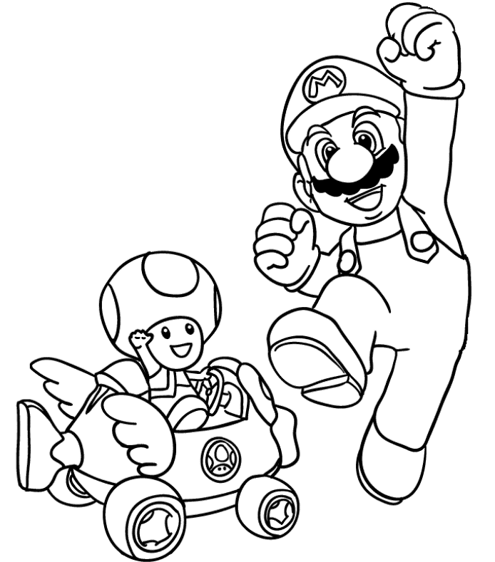 Toad Mario Kart Coloring Pages