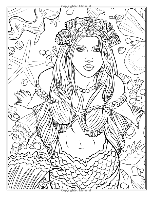 Fantasy Mermaid Coloring Pages For Adults