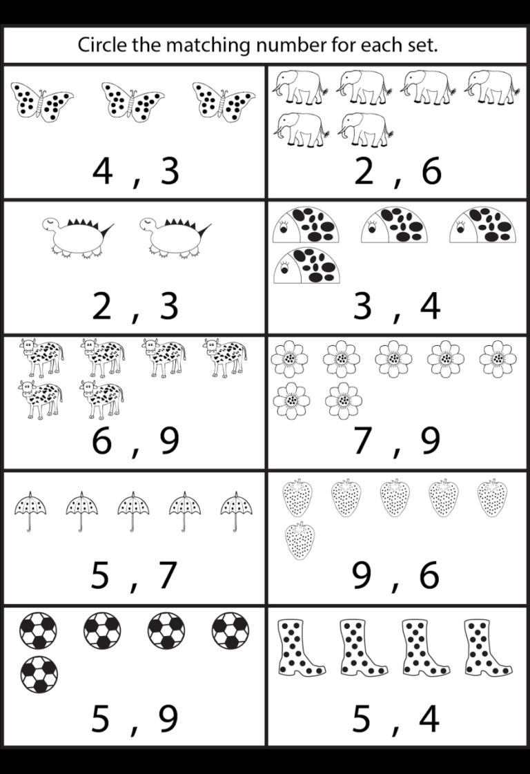 Matching Preschool Math Worksheets Free