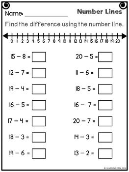Number Line First Grade Subtraction Worksheets For Grade 1