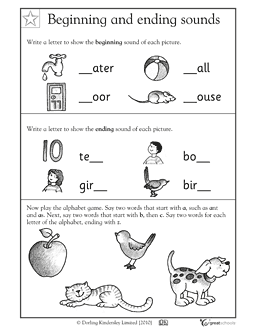 Printable Reading Beginner Kindergarten Worksheets