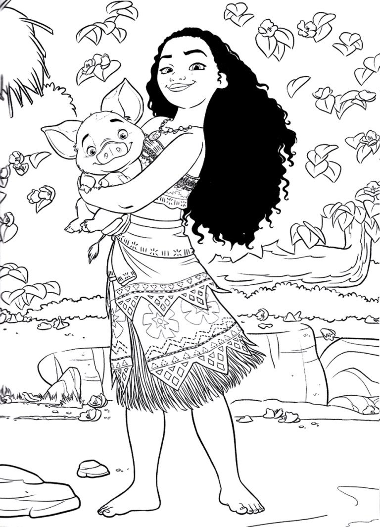Moana Princess Colouring Pages For Kids