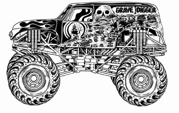 Grave Digger Monster Jam Monster Truck Coloring Pages